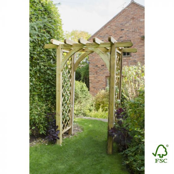 Forest Ultima Pergola Arch, Forest Garden Ryeford Wooden Curved Trellis Arch